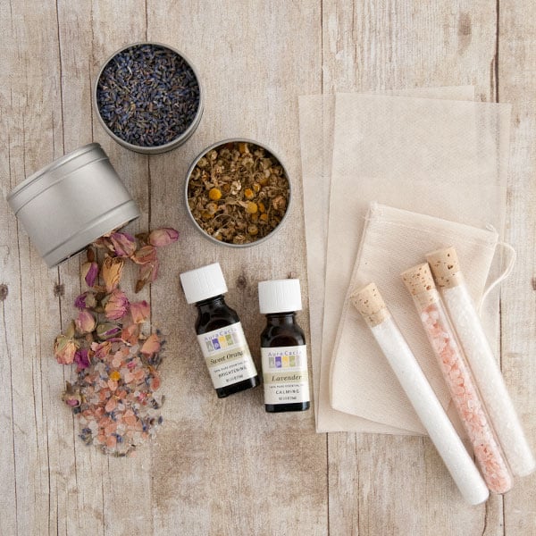 create your own spa at home with bath salts, bubble bath and candles